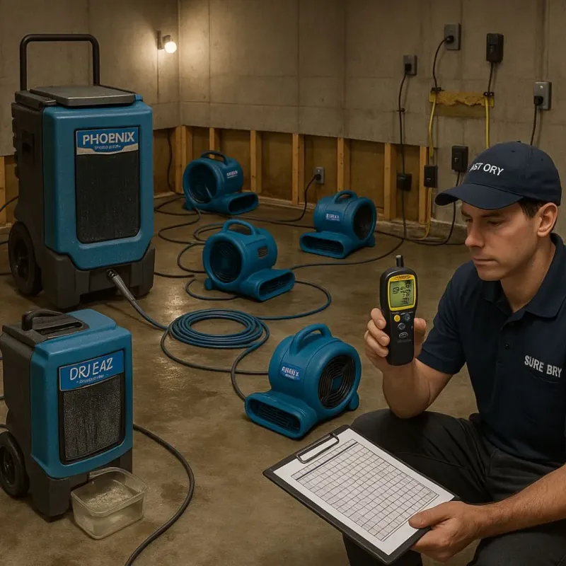 Structural Drying and Dehumidification process in Stow, OH